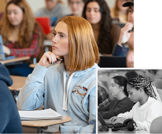 Students listening to lectures and taking notes