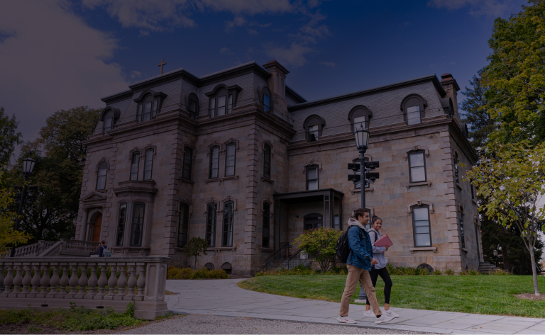 Students walking across campus